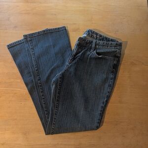 LOFT Women's Curvy Mid Rise Boot Cut Dark Blue Jeans
